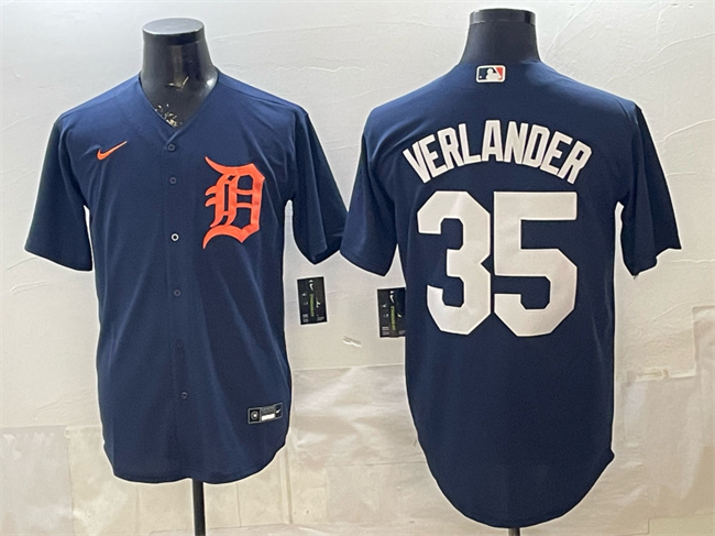 Men's Detroit Tigers #35 Justin Verlander Navy 2026 Cool Baseball Stitched Baseball Jersey